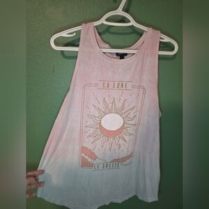 Torrid Sun Moon Celestial Graphic Tank Top Size 0 Pink White